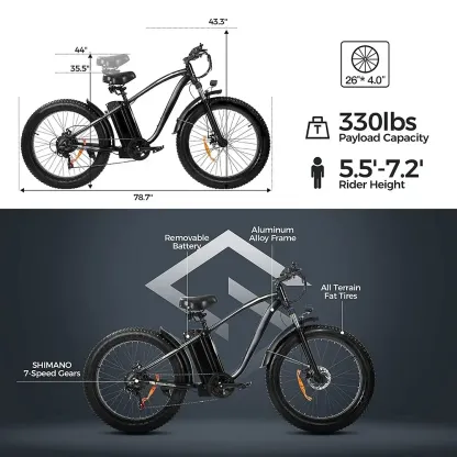 poerious™ Outdoor electric bike with 48V/15Ah lithium battery 
