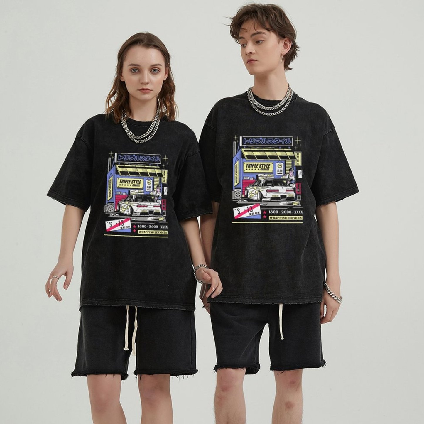 Unisex Vintage Solid Wash Denim T-Shirts 1006