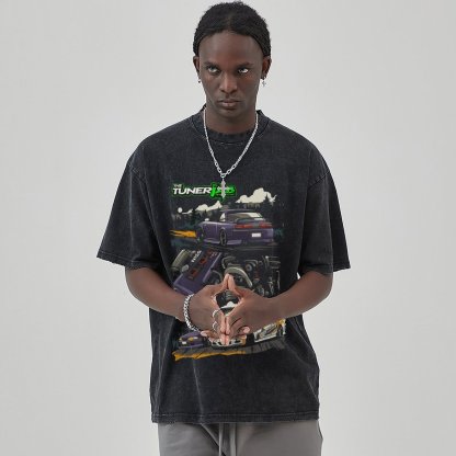 Unisex Vintage Solid Wash Denim T-Shirts 1020