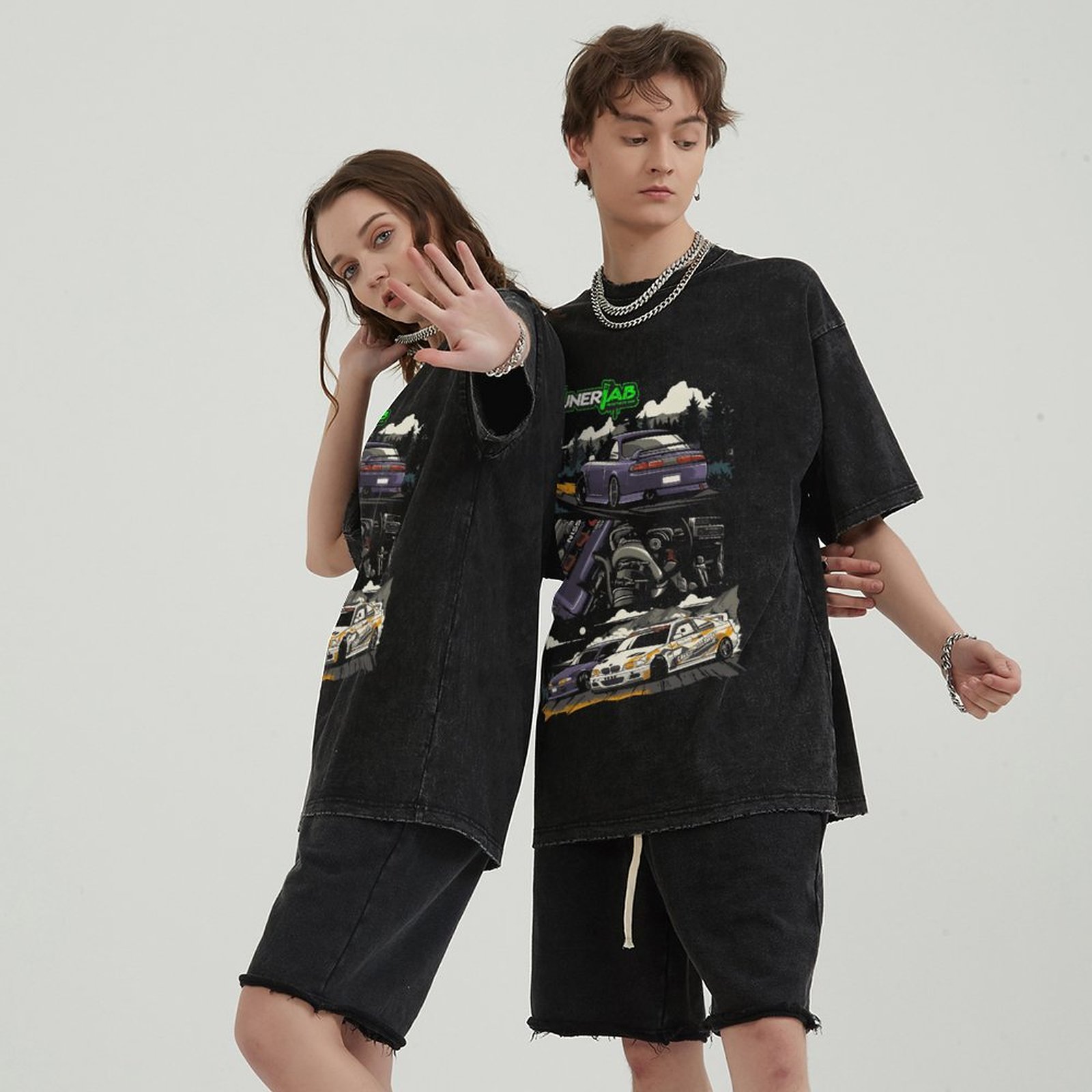 Unisex Vintage Solid Wash Denim T-Shirts 1020