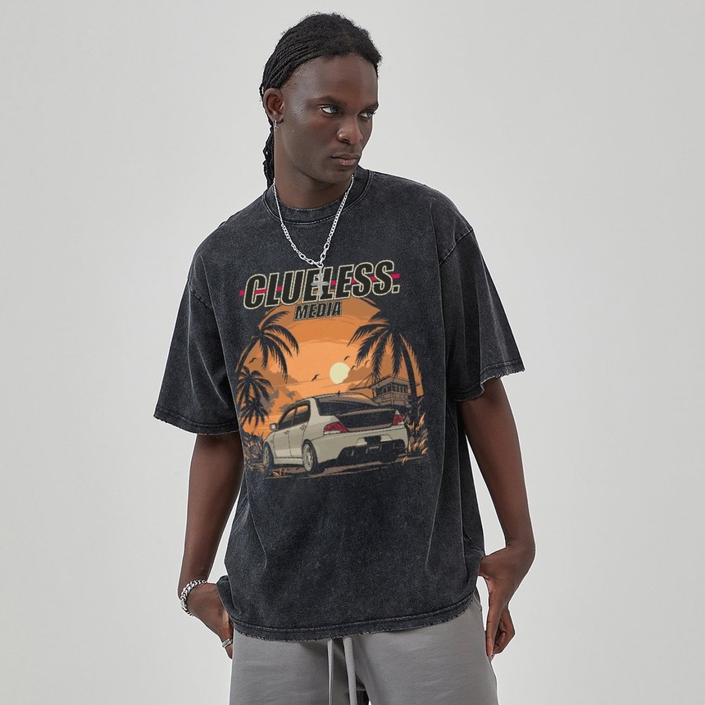 Unisex Vintage Solid Wash Denim T-Shirts 1021