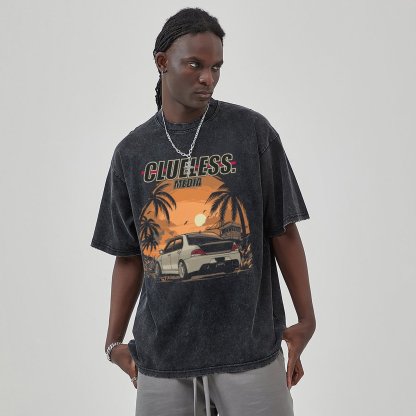 Unisex Vintage Solid Wash Denim T-Shirts 1021