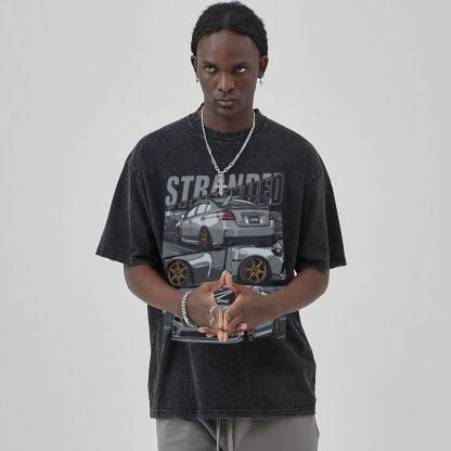 Unisex Vintage Solid Wash Denim T-Shirts 2306101563