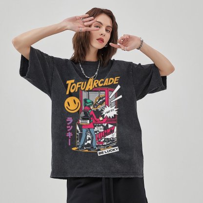 Unisex Vintage Solid Wash Denim T-Shirts 1007