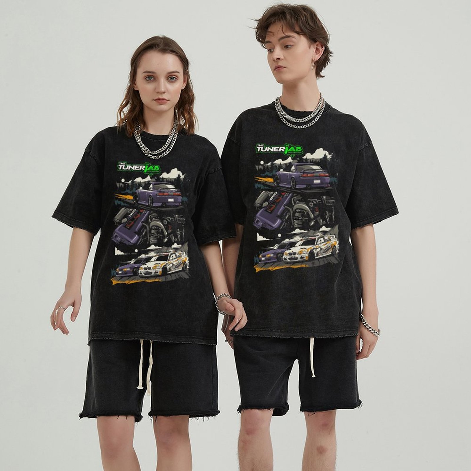 Unisex Vintage Solid Wash Denim T-Shirts 1020