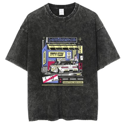 Unisex Vintage Solid Wash Denim T-Shirts 1006