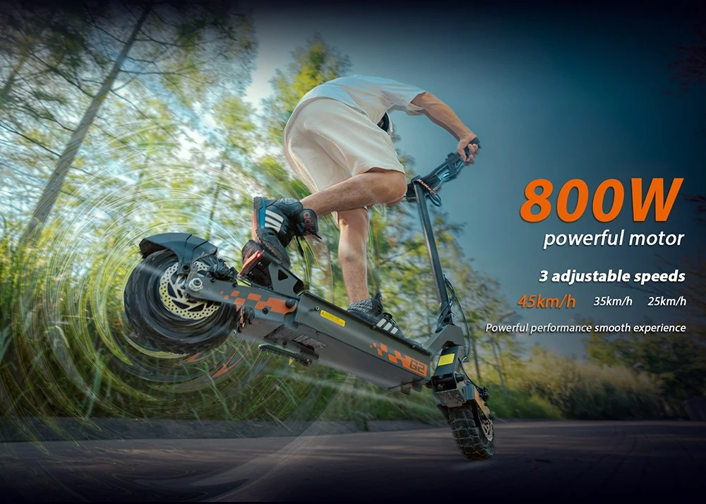 Kukirin G2 Foldable Electric Scooter, 800W Motor, 48V 15Ah Battery, 10-inch Tires, 45km/h Max Speed, 55km Range, Touchscreen Display, Front & Rear Disc Brakes