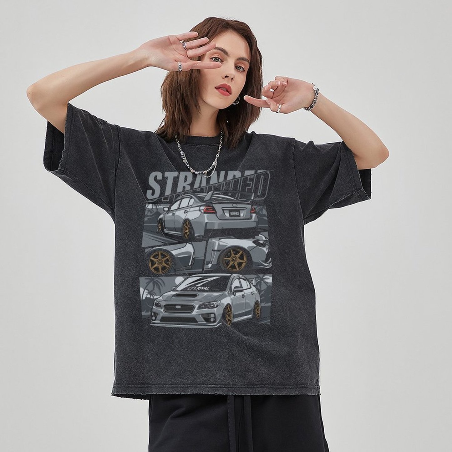 Unisex Vintage Solid Wash Denim T-Shirts 2306101563