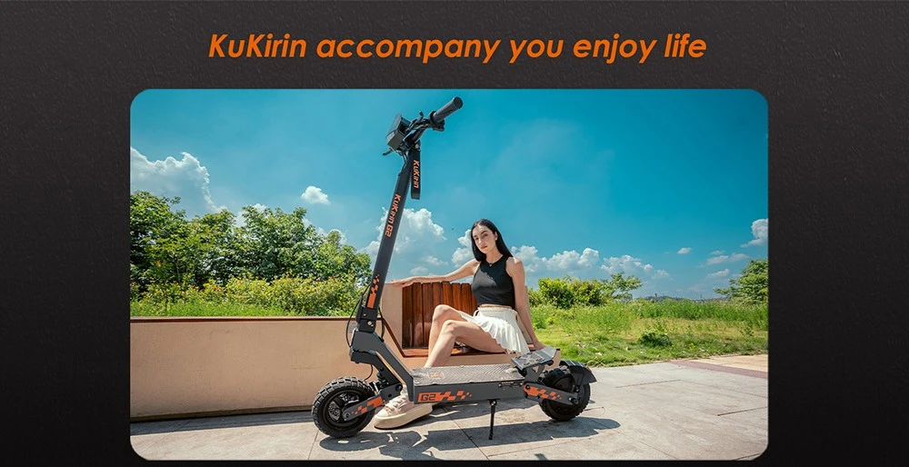 Kukirin G2 Foldable Electric Scooter, 800W Motor, 48V 15Ah Battery, 10-inch Tires, 45km/h Max Speed, 55km Range, Touchscreen Display, Front & Rear Disc Brakes