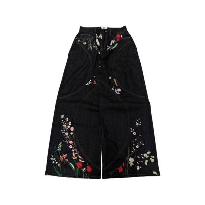 "FLORAL" BAGGY DENIM
