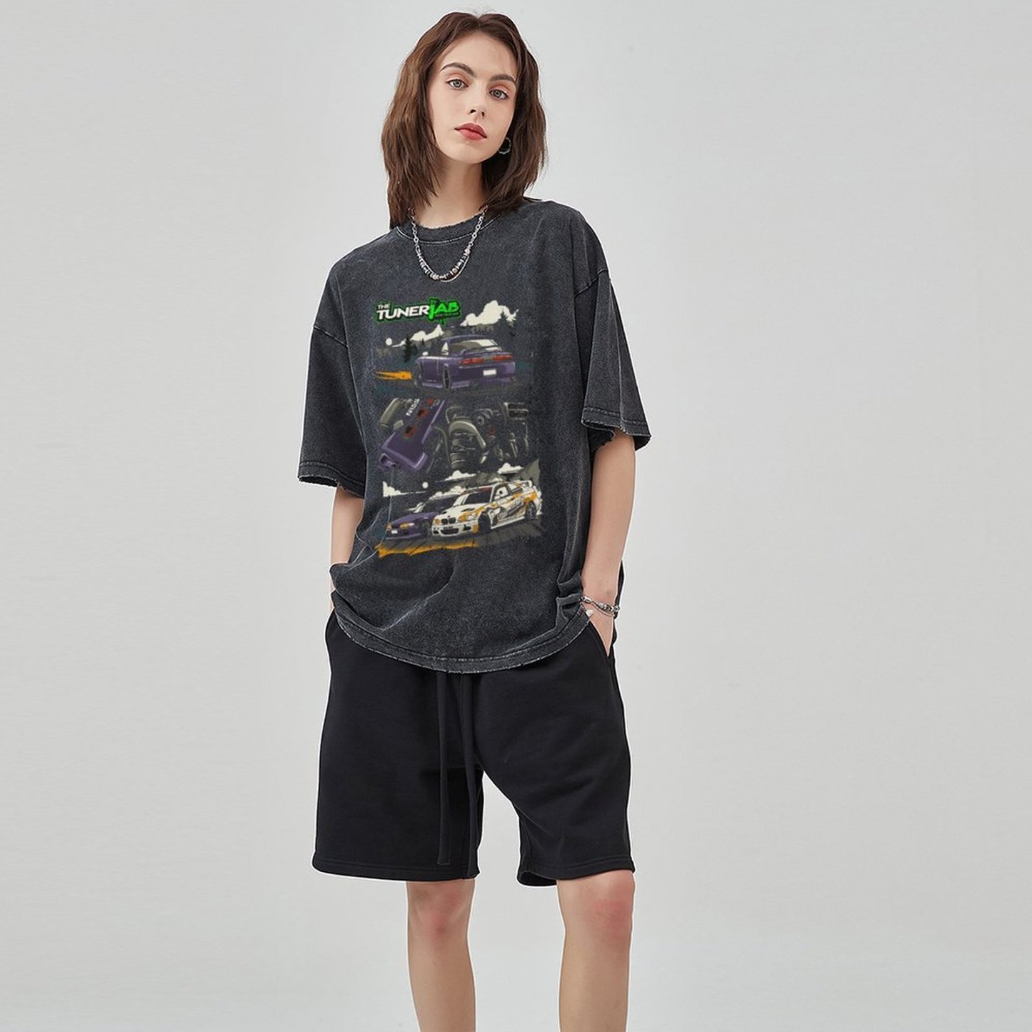 Unisex Vintage Solid Wash Denim T-Shirts 1020