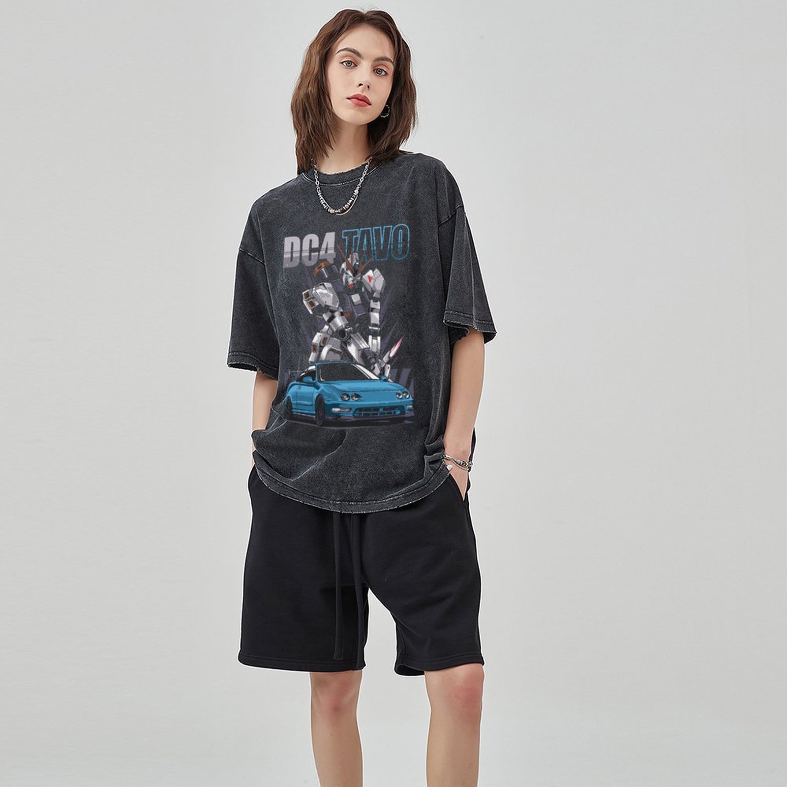 Unisex Vintage Solid Wash Denim T-Shirts 1026