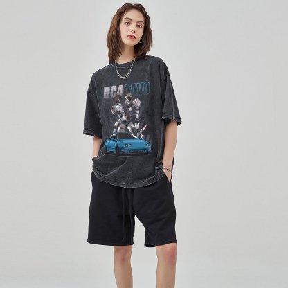 Unisex Vintage Solid Wash Denim T-Shirts 1026