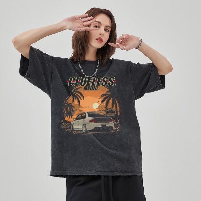 Unisex Vintage Solid Wash Denim T-Shirts 1021