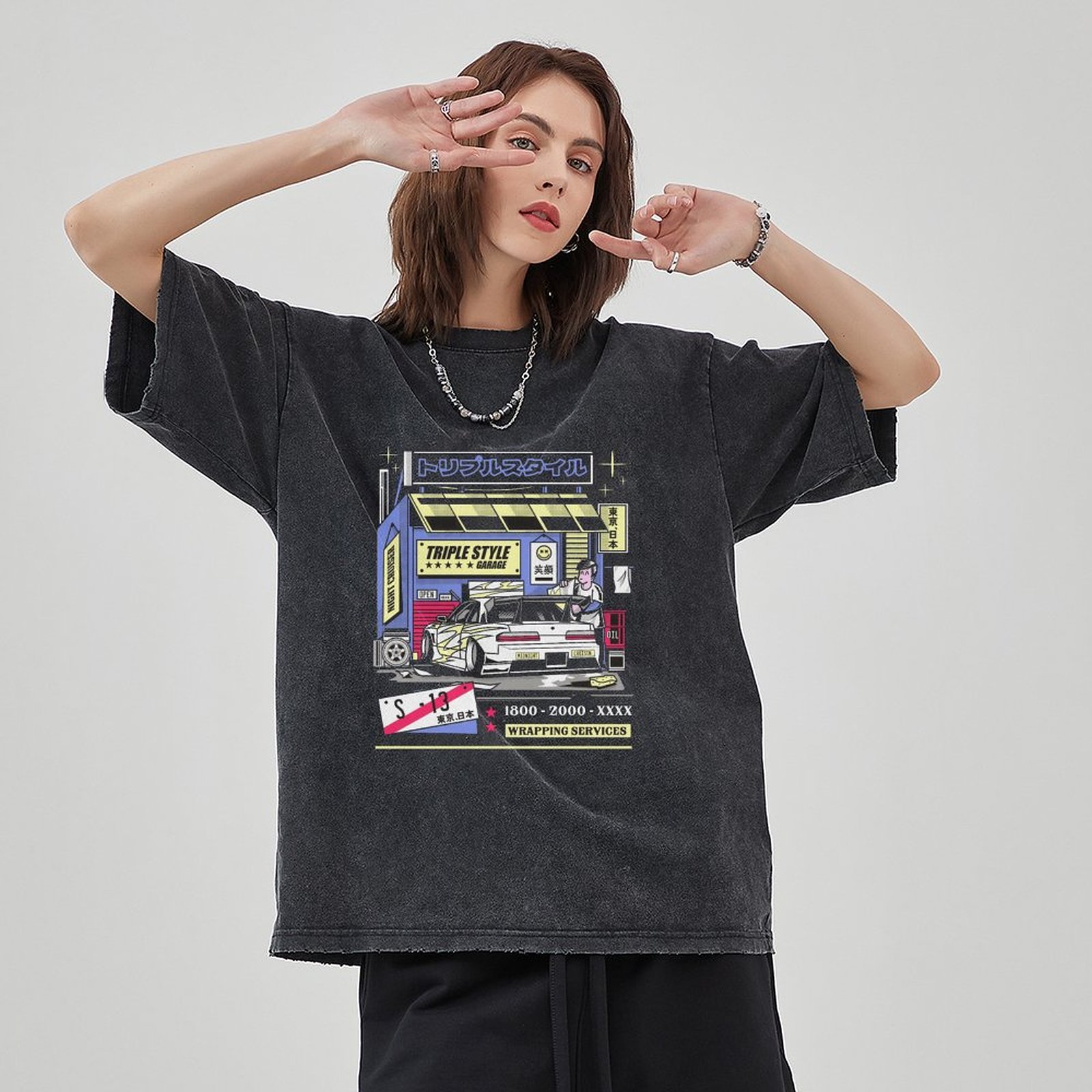 Unisex Vintage Solid Wash Denim T-Shirts 1006