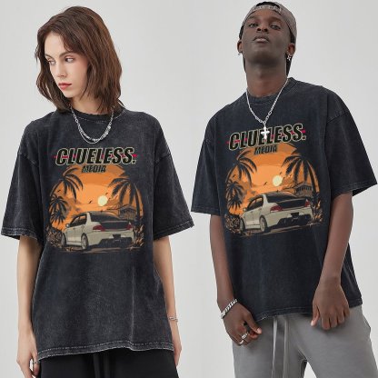 Unisex Vintage Solid Wash Denim T-Shirts 1021