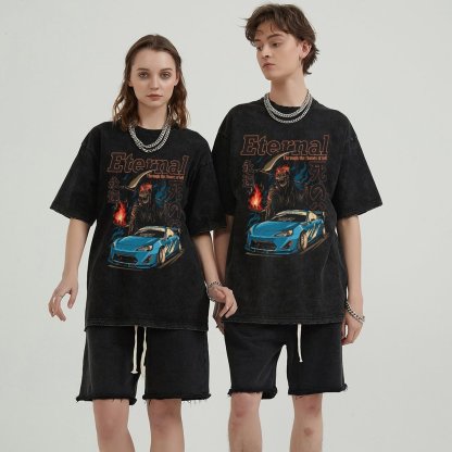 Unisex Vintage Solid Wash Denim T-Shirts 1012