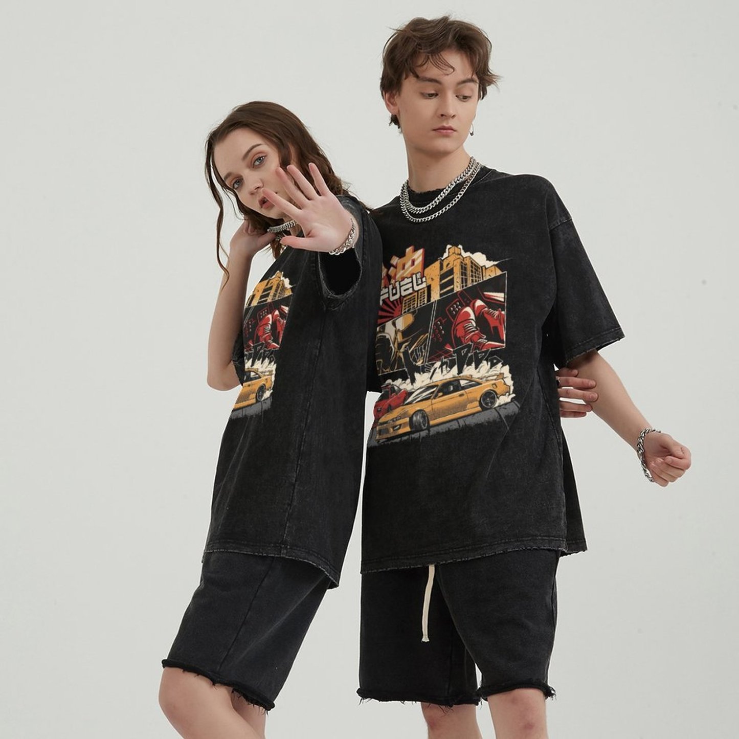 Unisex Vintage Solid Wash Denim T-Shirts 1017