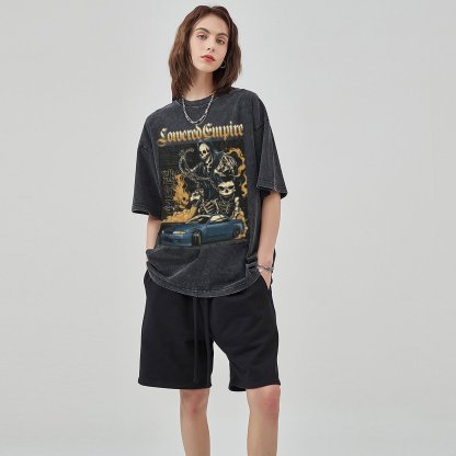 Unisex Vintage Solid Wash Denim T-Shirts 1018