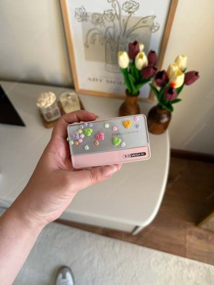 4K UHD Sliding Camera – Portable Video & Photo Camera with Slide Lens Cover (Pink)