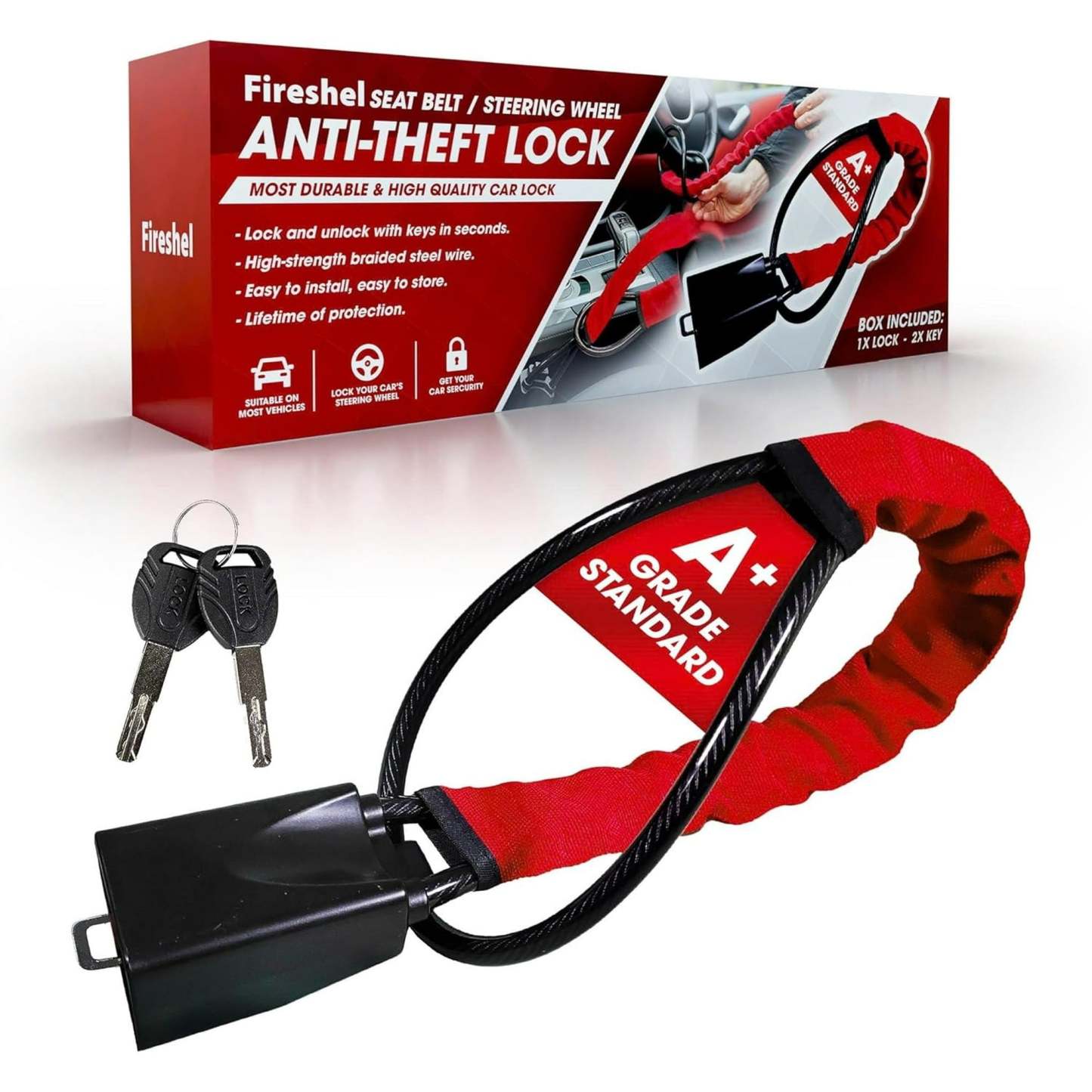 Car Seat Belt Steering Wheel Lock