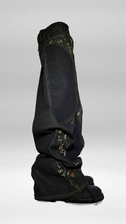"FLORAL" BAGGY DENIM