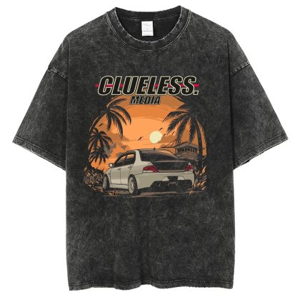 Unisex Vintage Solid Wash Denim T-Shirts 1021