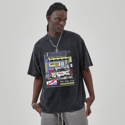 Unisex Vintage Solid Wash Denim T-Shirts 1006