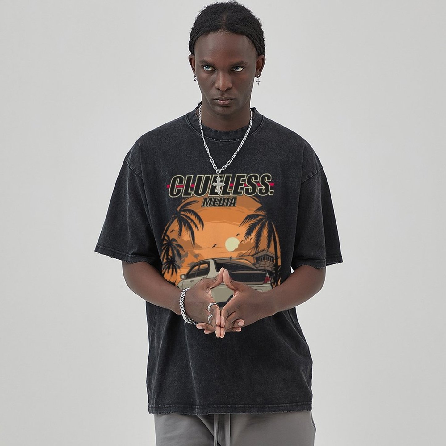 Unisex Vintage Solid Wash Denim T-Shirts 1021