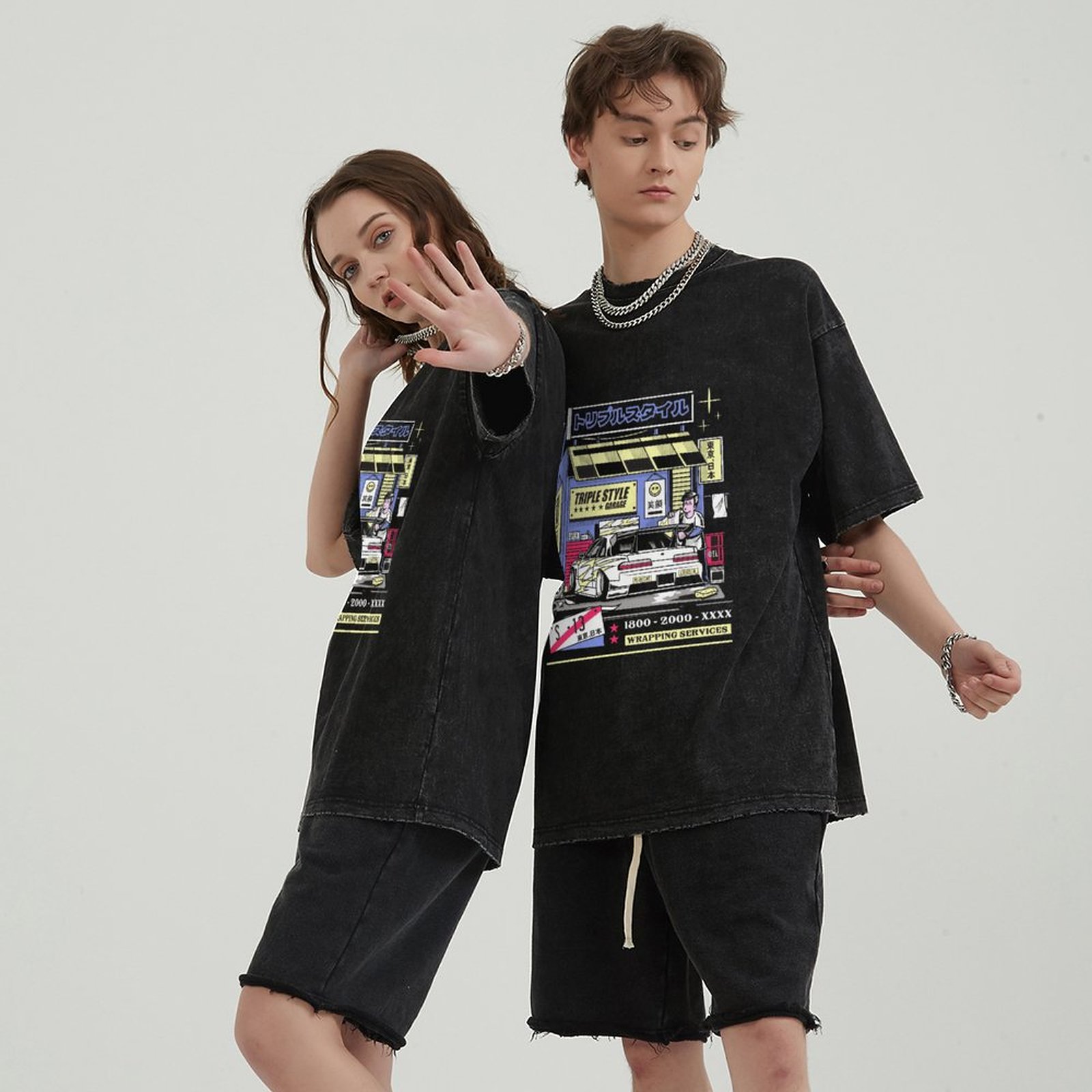 Unisex Vintage Solid Wash Denim T-Shirts 1006