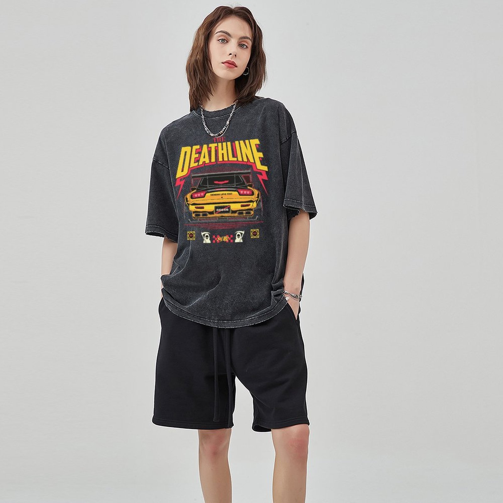 Unisex Vintage Solid Wash Denim T-Shirts 1004