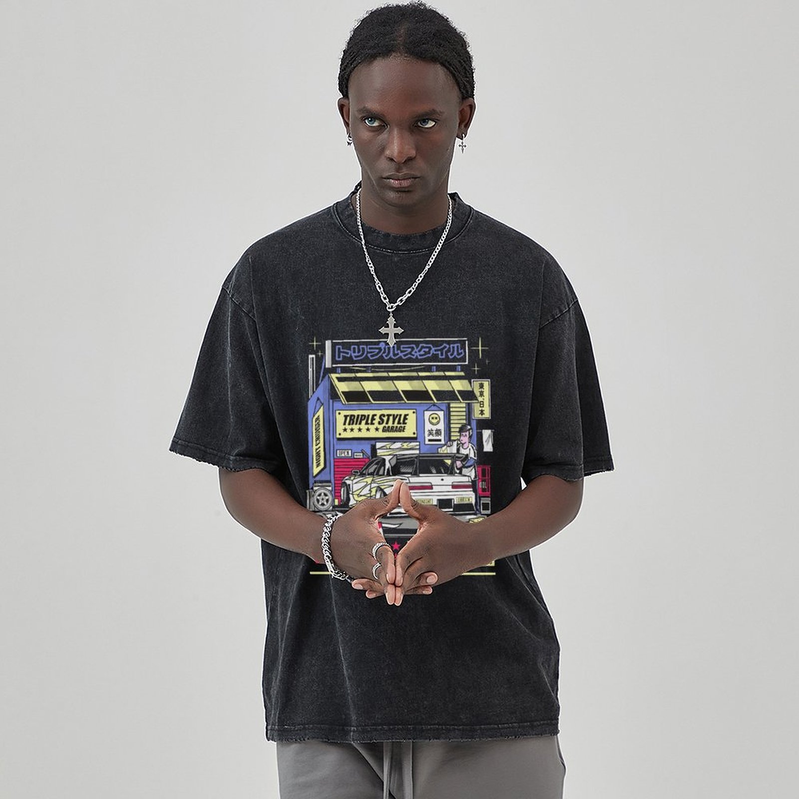 Unisex Vintage Solid Wash Denim T-Shirts 1006