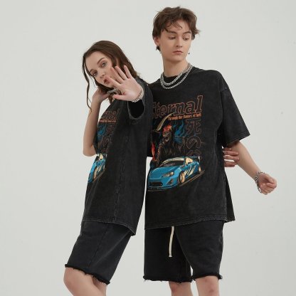 Unisex Vintage Solid Wash Denim T-Shirts 1012