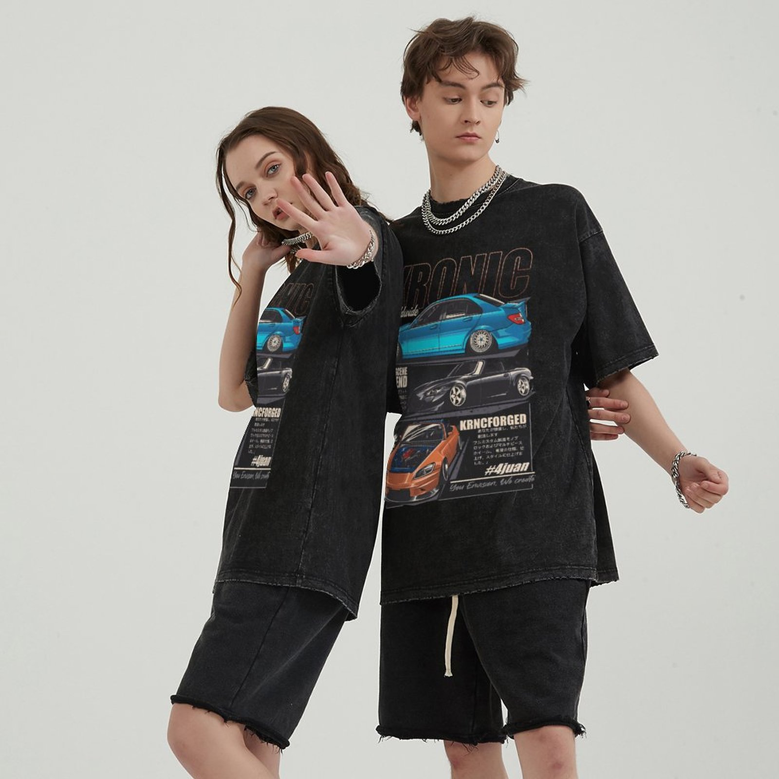 Unisex Vintage Solid Wash Denim T-Shirts 1024