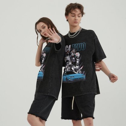 Unisex Vintage Solid Wash Denim T-Shirts 1026