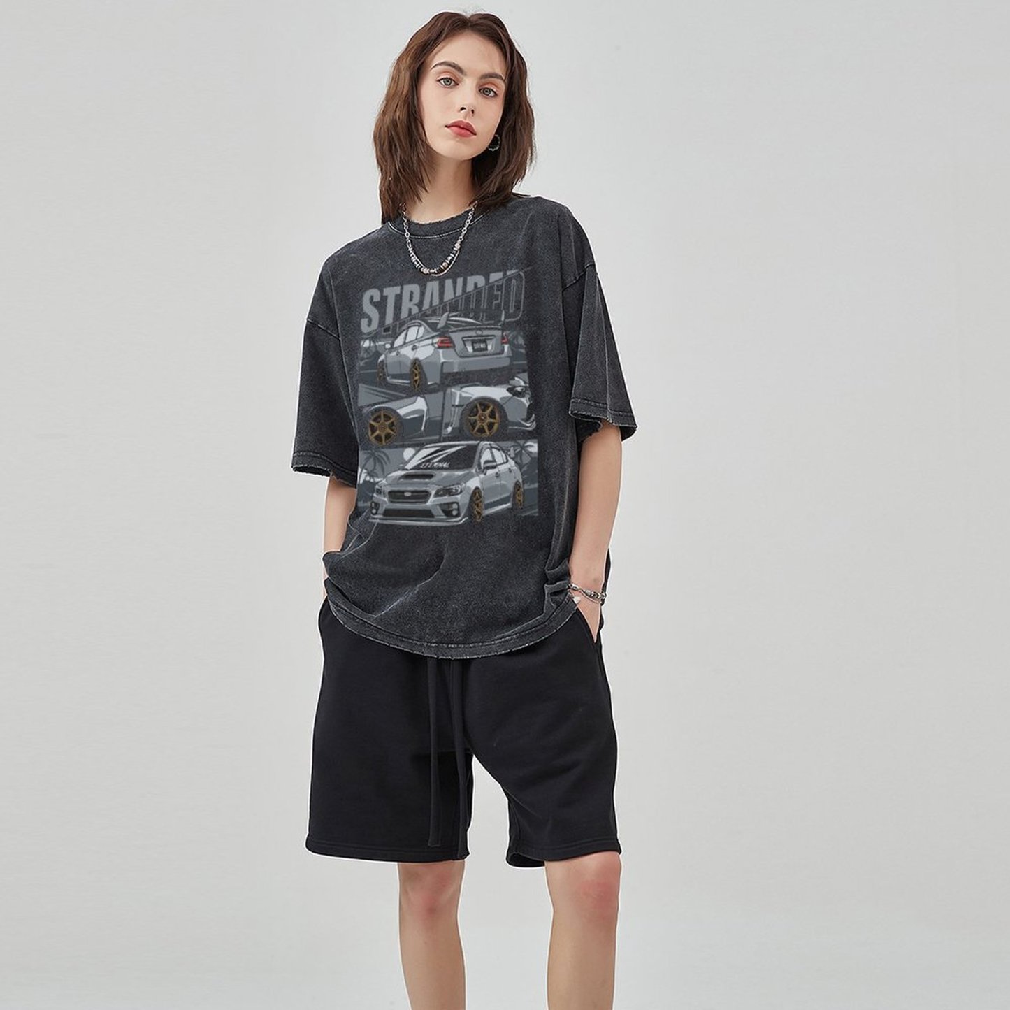 Unisex Vintage Solid Wash Denim T-Shirts 2306101563