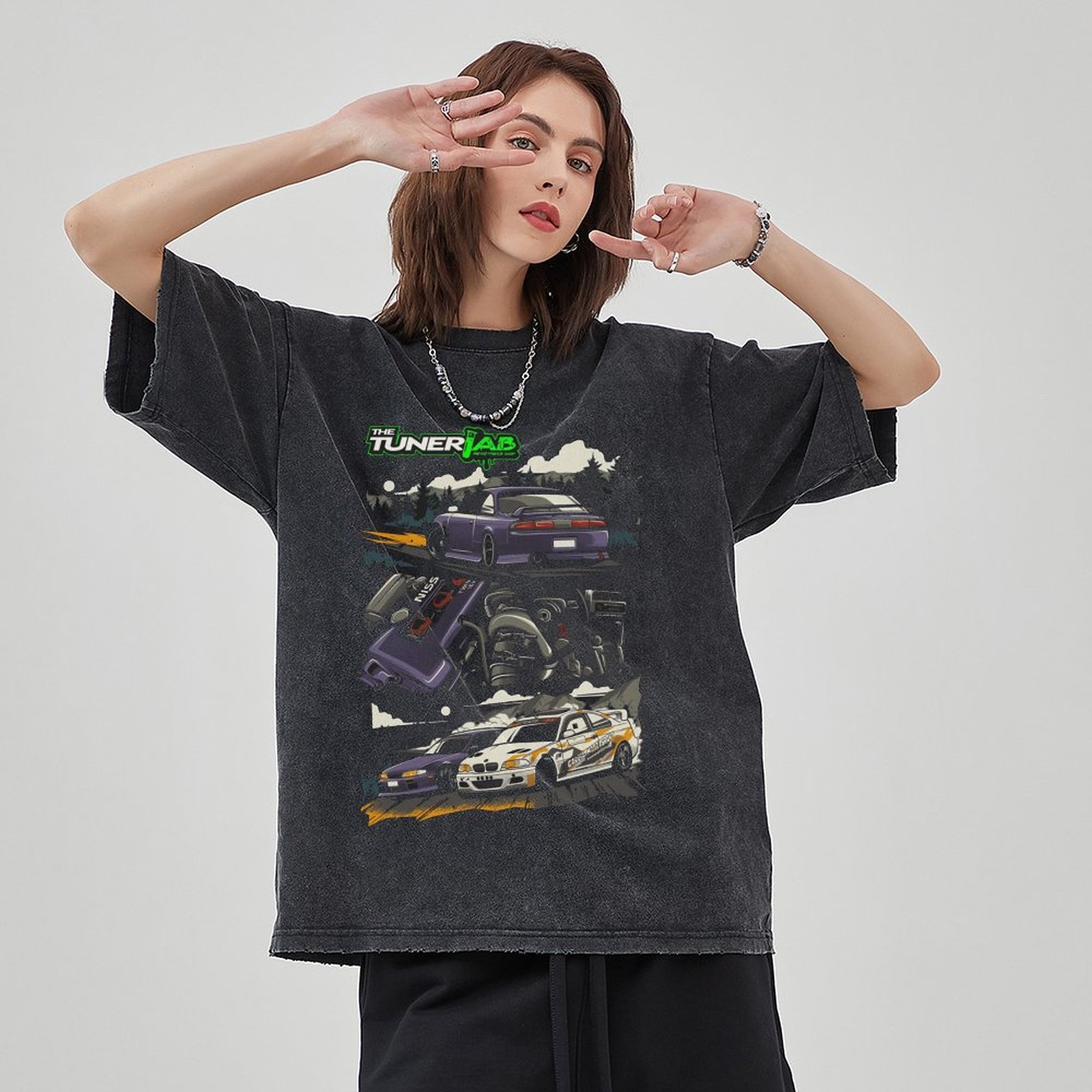 Unisex Vintage Solid Wash Denim T-Shirts 1020