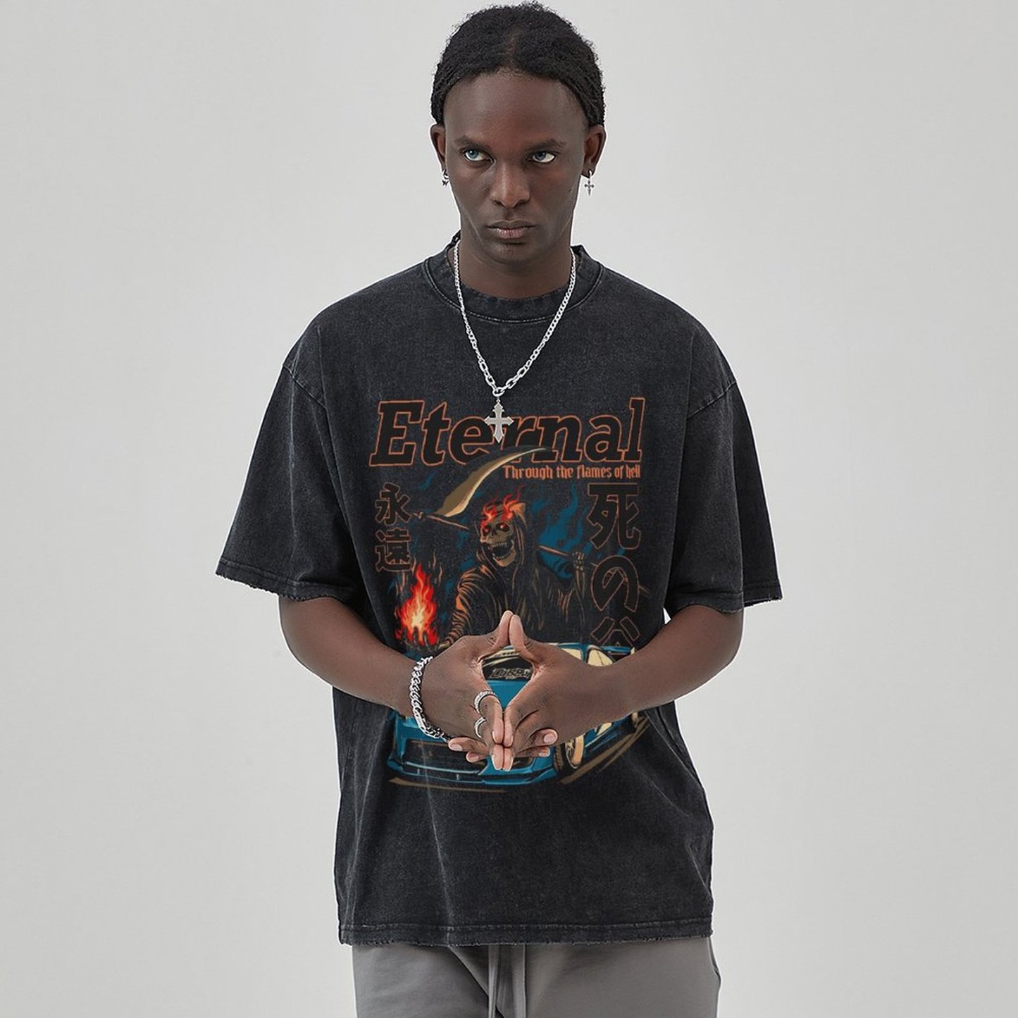 Unisex Vintage Solid Wash Denim T-Shirts 1012