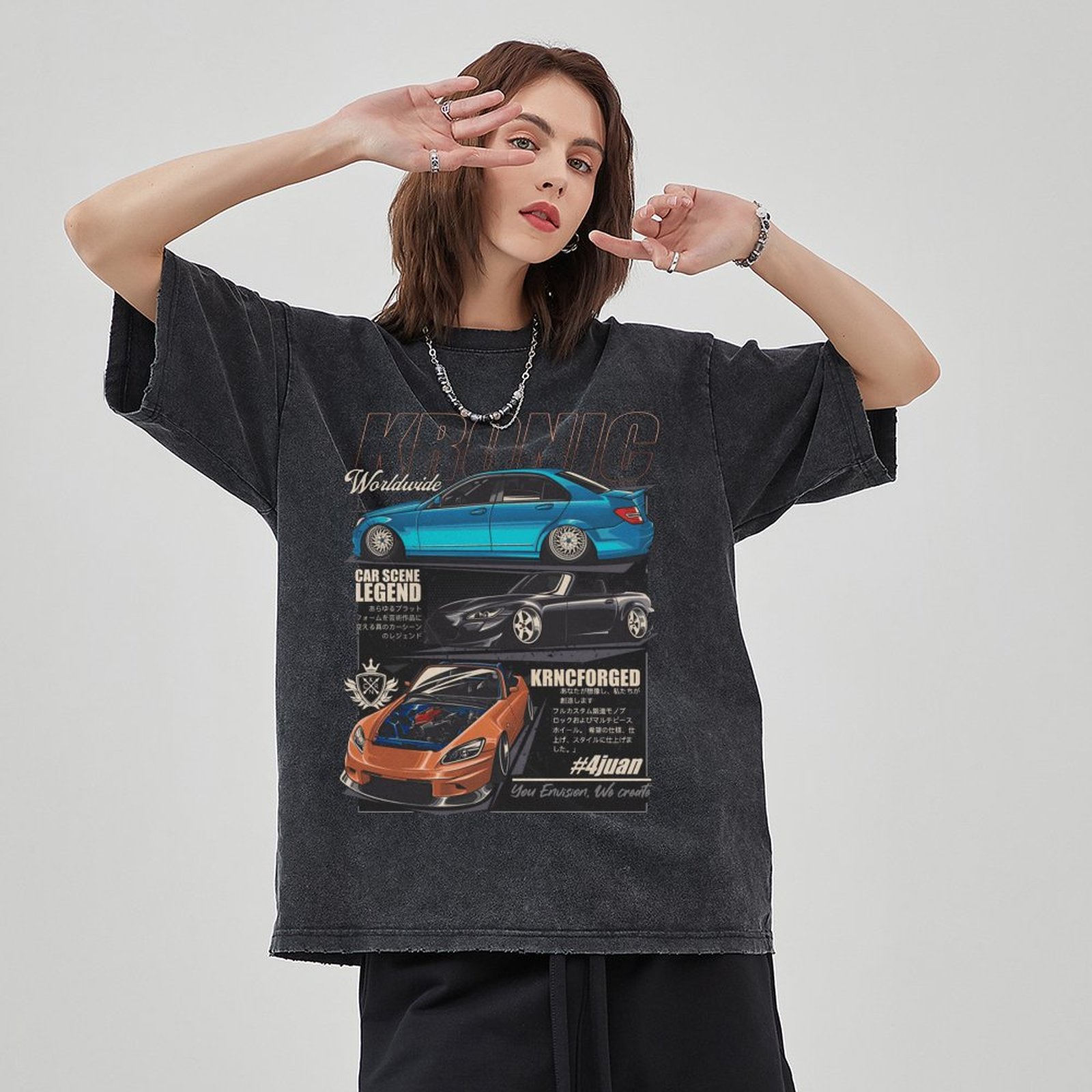 Unisex Vintage Solid Wash Denim T-Shirts 1024