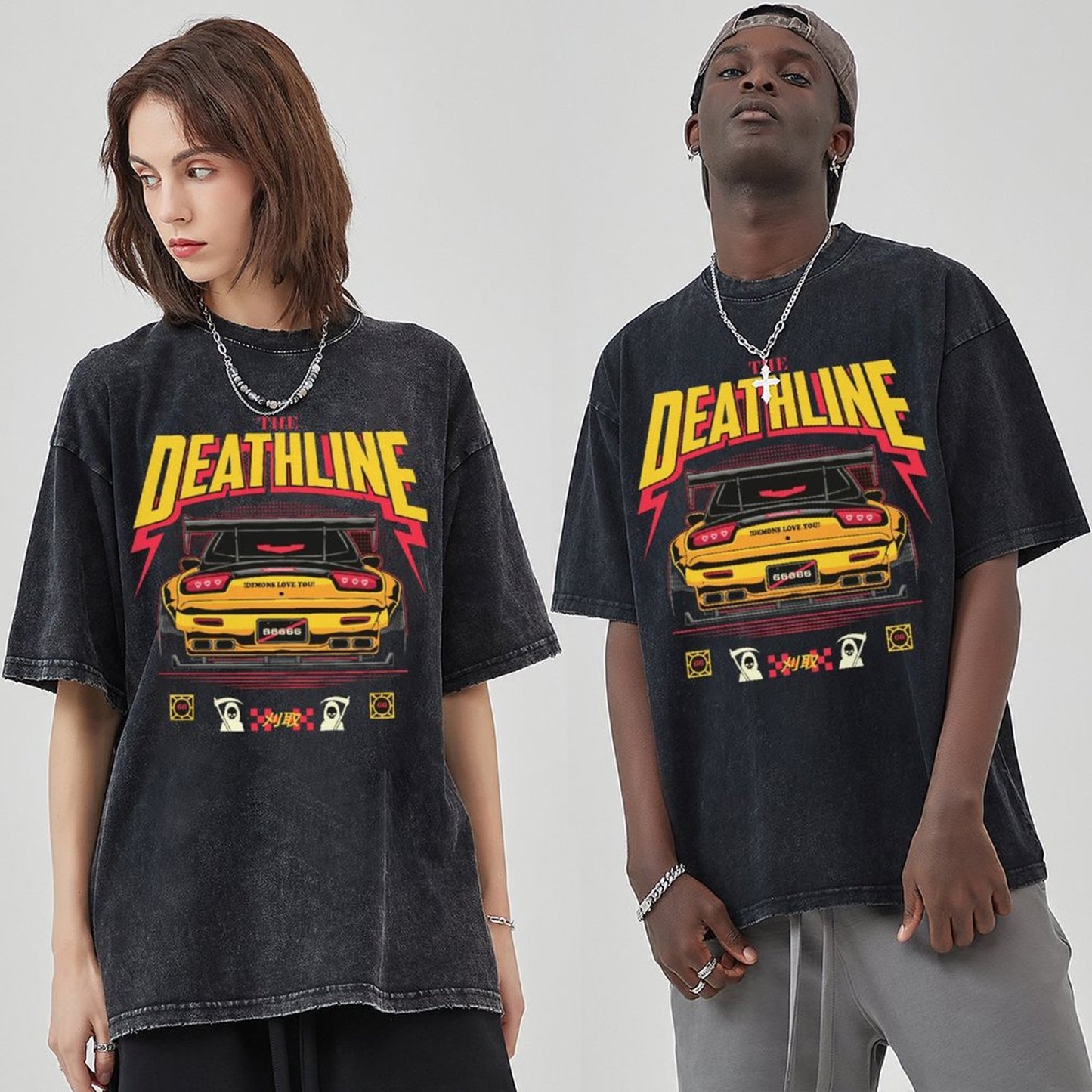 Unisex Vintage Solid Wash Denim T-Shirts 1004