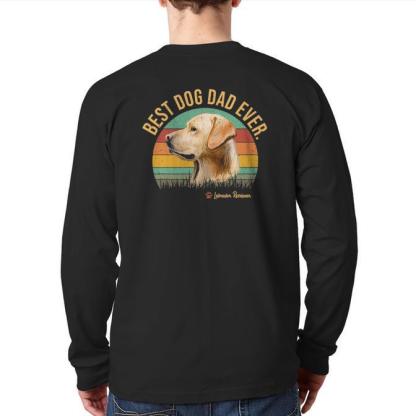 Dogs Vintage Best Labrador Retriever Dad Ever Men Back Print Long Sleeve T-shirt-Maverick
