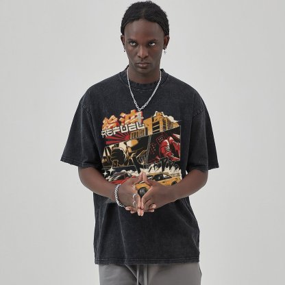 Unisex Vintage Solid Wash Denim T-Shirts 1017