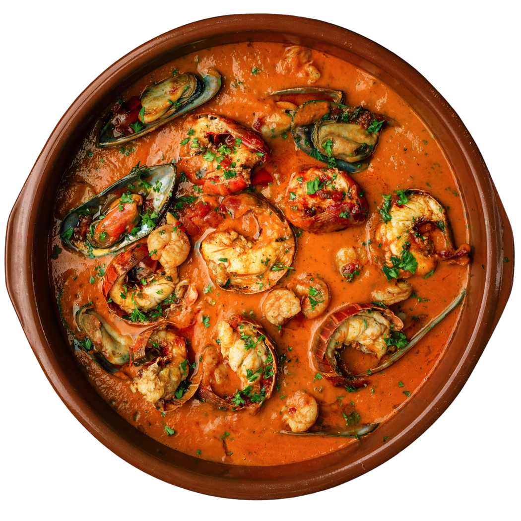 seafood stew in a creamy tomato bases sauce