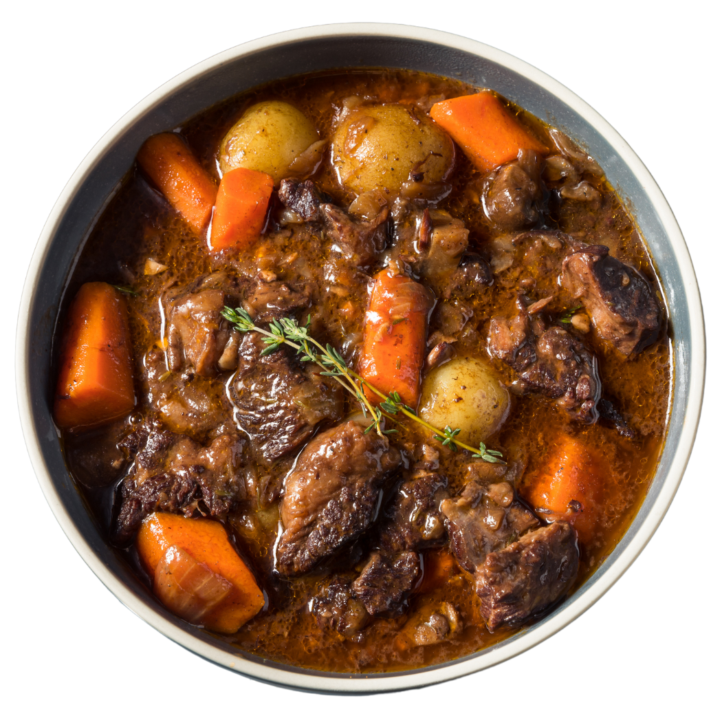 Rich Beef Stew in hearty gravy with potatoes and carrots