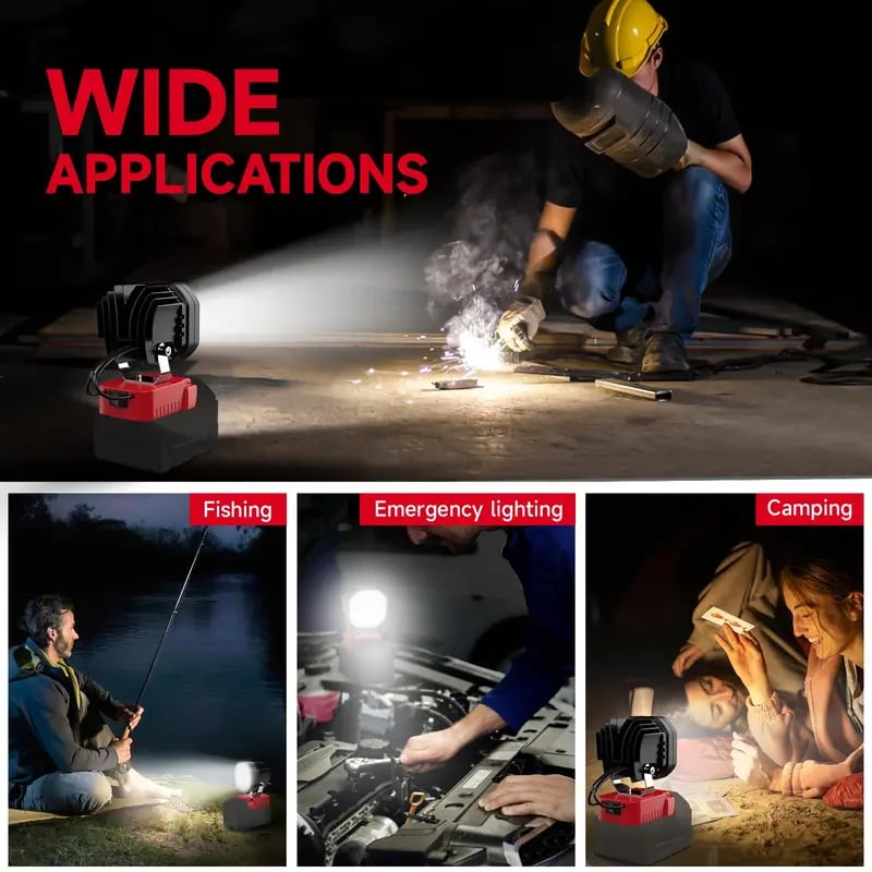 🔥LAST DAY 50% OFF - 🛠️💡LED Work Light Compatible with Milwaukee 18V Battery/Dewalt 18V&20V Battery