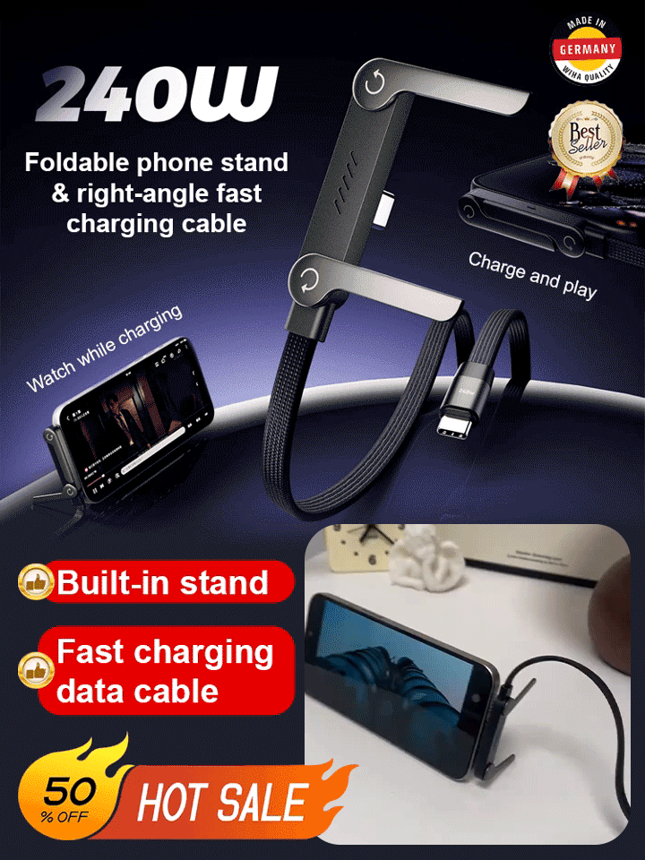 🔋 Adjust freely,Instantly Transforms into a 3D Stand,240Wsuper-fast charging, universal for smartphones and tablets