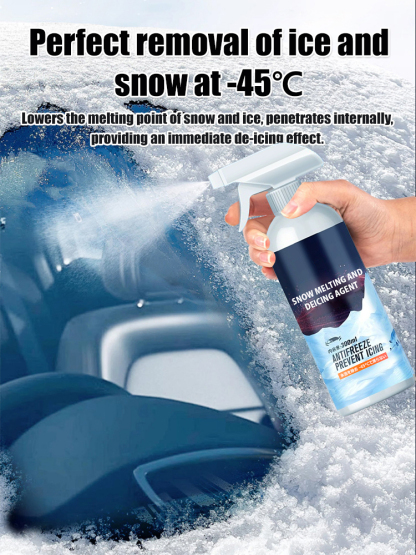 ❣️Lowers the melting point of snow and ice,penetrates internally, providing an immediate de-icing effect，Perfect removal of ice and snow at -45°C, Super Convenient