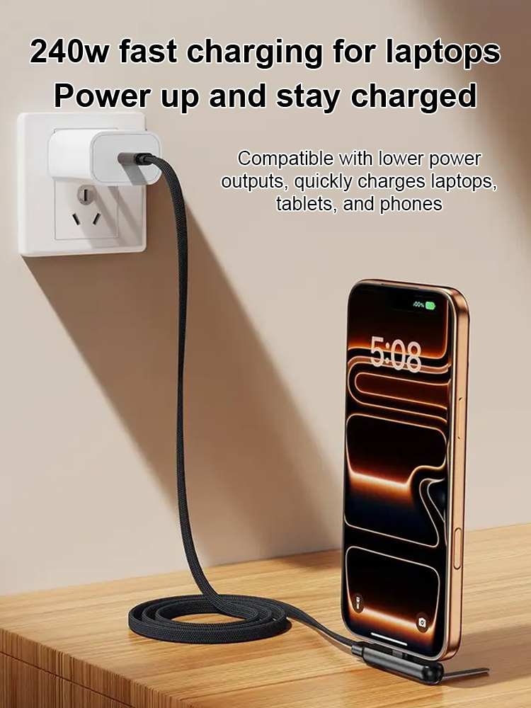 🔋 Adjust freely,Instantly Transforms into a 3D Stand,240Wsuper-fast charging, universal for smartphones and tablets