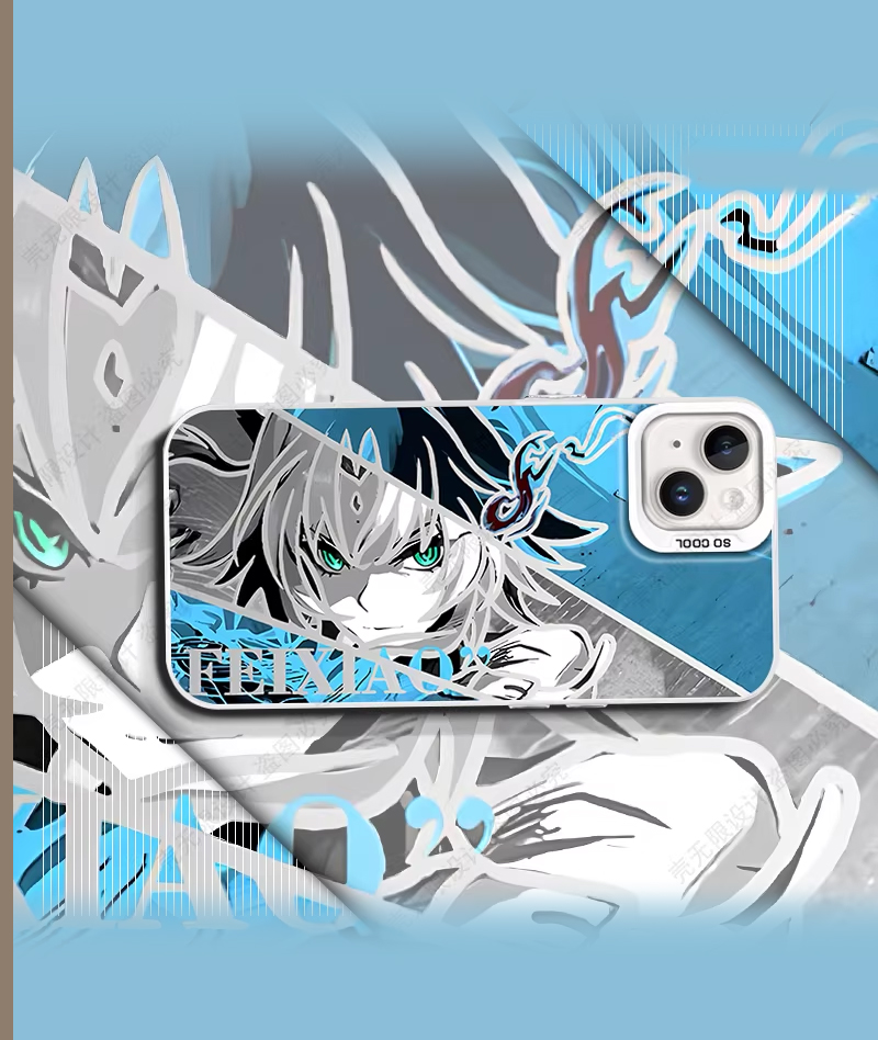 Honkai: Star Rail Aventurine & Acheron Phone Case Holographic Silver Plated