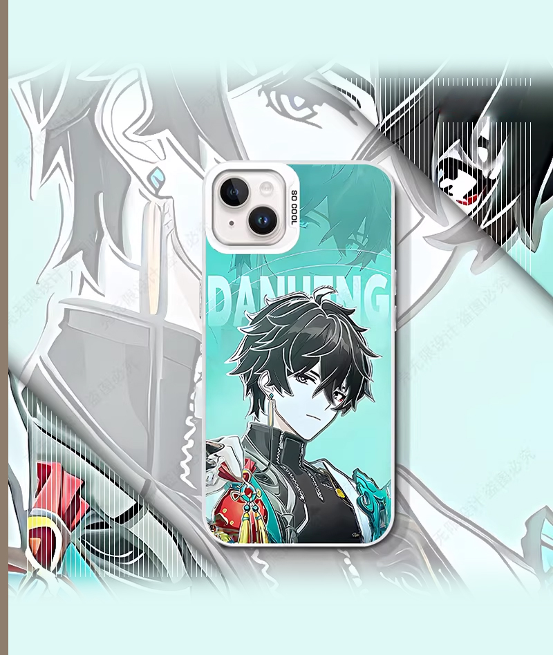 [Copy]Honkai: Star Rail Dan Heng & Blade Phone Case Holographic Silver Gradient